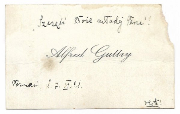 [GUTTRY Alfred - wizytówka]. Alfred Guttry.