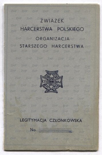 [HARCERSTWO polskie na emigracji]. Niewypełniony trójdzielny blankiet legitymacyjny Organizacji Starszego Harcerstwa ZHP, Londyn, lata 60.?