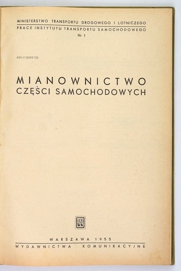 MIANOWNICTWO części samochodowych.