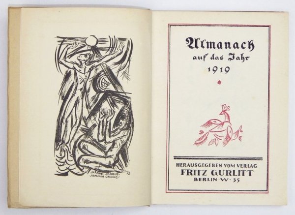 ALMANACH auf das Jahr 1919. [Z drzeworytem Maxa Pechsteina, litografią Louisa Corintha i Richarda Janthura]