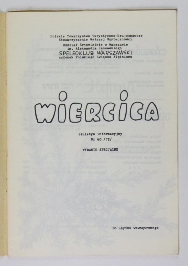 [Speleologia]. Wiercica. Nr 60 (72). 1988.