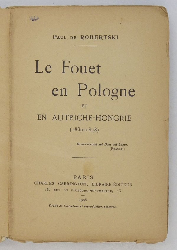 Robertski - Le Fouet en Pologne et Autriche-Hongrie (1830-1848)