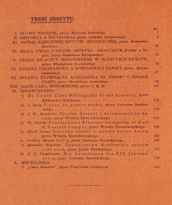 Przegląd Historyczny. Dwumiesięcznik naukowy. Red. J. K. Kochanowski. T.1, z.1: VII-VIII 1905