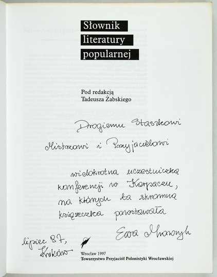 ŻABSKI Tadeusz - Słownik literatury popularnej. Pod red. ...