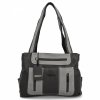 Dwukomorowa Torebka Damska Shopper Bag firmy Hernan Szara/Jasno Szara