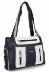 Dwukomorowa Torebka Damska Shopper Bag firmy Hernan Granatowa/Biała