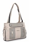 Dwukomorowa Torebka Damska Shopper Bag firmy Hernan Beżowa/Jasno Szara