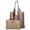 Torebka Skórzana Shopper Bag z Kosmetyczką Stare Złoto