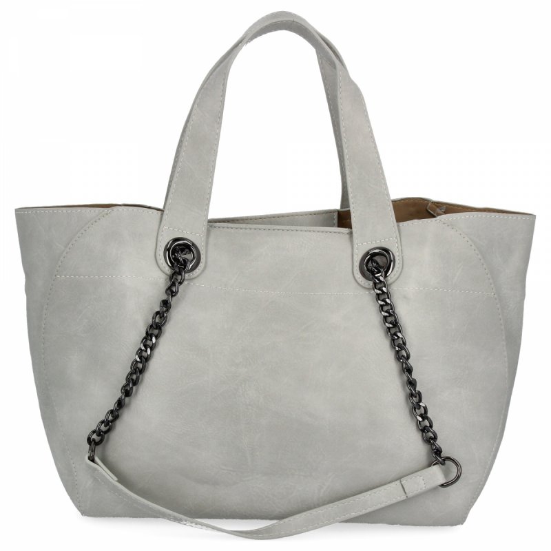 Torebka Damska Shopper Bag XL z Kosmetyczką firmy Herisson Jasno Szara