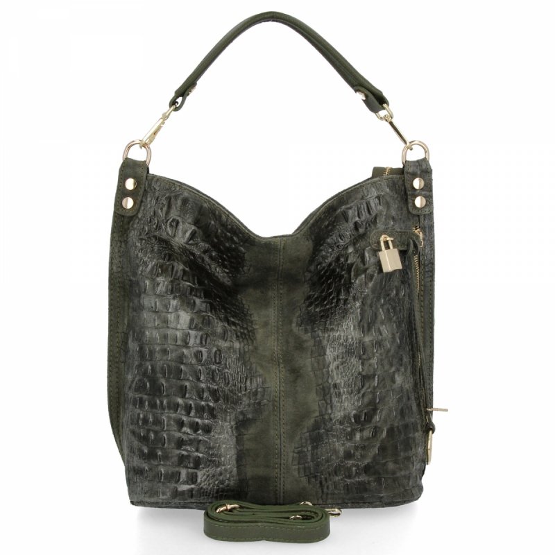 Torebka Skórzana w Motyw Zwierzęcy Zielona