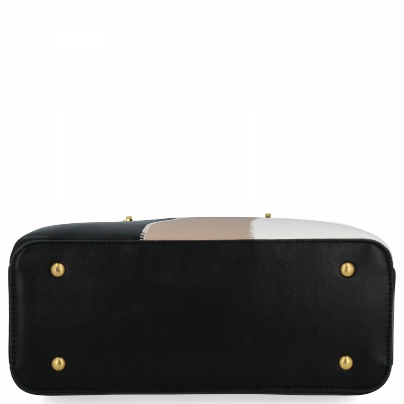 Modna Torebka Damska Kuferek 3 Komory firmy Herisson Czarna/Biała