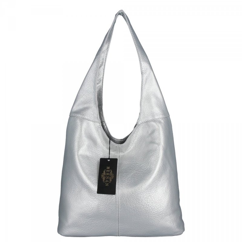 Uniwersalna Torebka Damska Shopper Bag firmy Hernan Srebrna