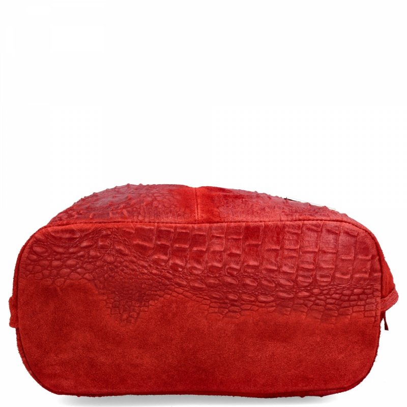 Torebka Skórzana XL w Motyw Zwierzęcy Czerwona