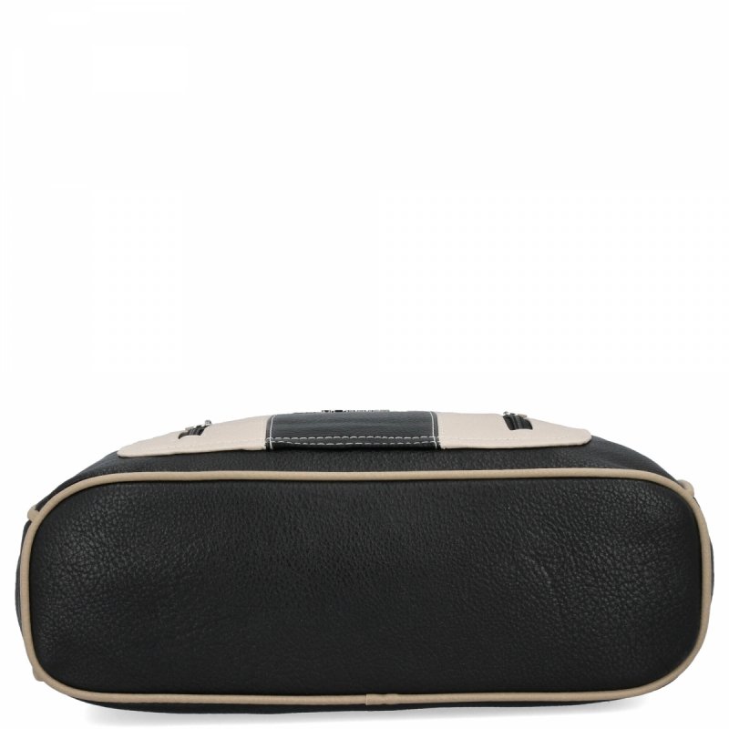 Dwukomorowa Torebka Damska Shopper Bag firmy Hernan Czarna/Beżowa