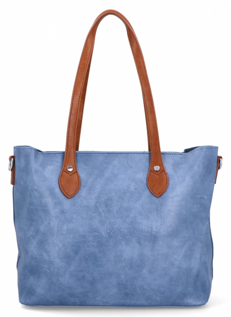 Duża Torebka Shopper Bag XL z Kosmetyczką firmy Herisson Niebieska