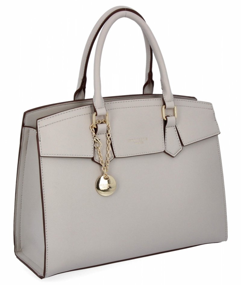 Torebka Damska Elegancki Kuferek 3 Komory firmy Herisson Jasno Szara