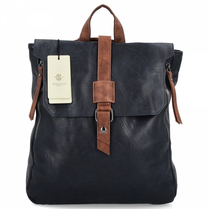 Duży Plecak Damski w Stylu Vintage firmy Herisson Granatowy