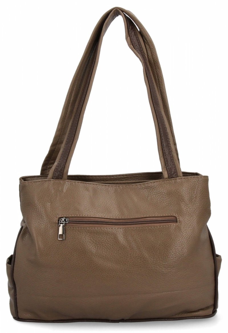 Dwukomorowa Torebka Damska Shopper Bag firmy Hernan Ziemista/Czekolada
