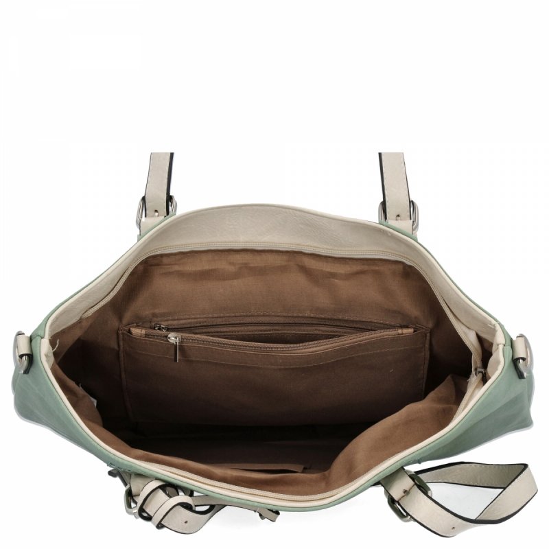 Uniwersalna Torebka Damska Shopper Bag XL firmy Hernan Jasno Zielona/Beżowa
