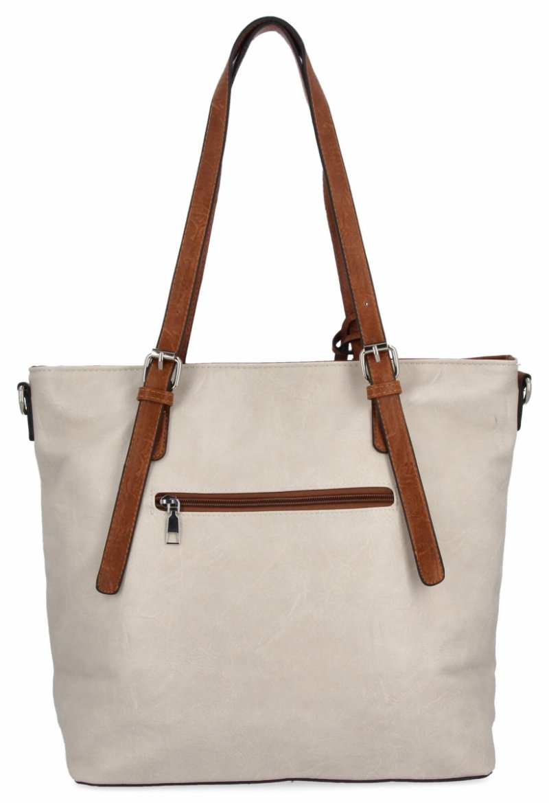 Uniwersalna Torebka Damska Shopper Bag XL firmy Hernan Beżowa/Brązowa