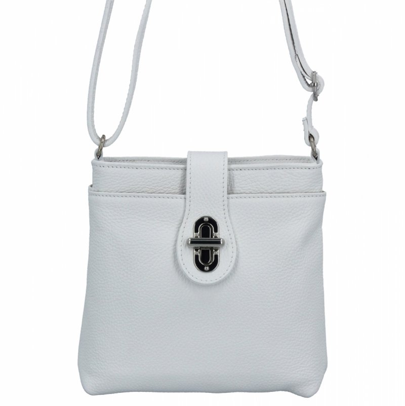Włoska Torebka Skórzana Listonoszka Biała