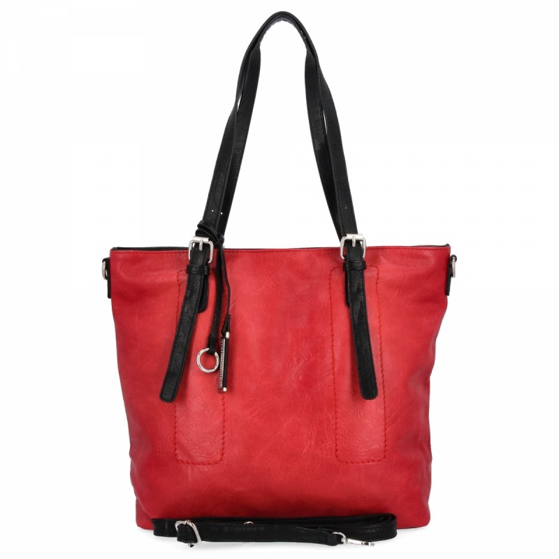Uniwersalna Torebka Damska Shopper Bag XL firmy Hernan Czerwona/Czarny