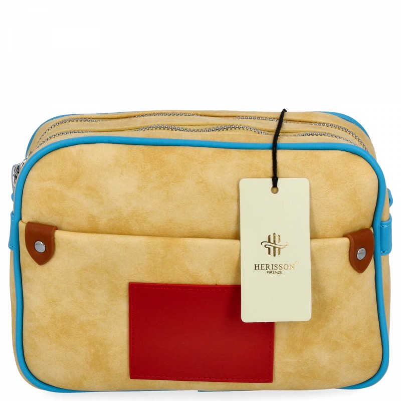 Dwukomorowa Torebka Listonoszka firmy Herisson Żółta/Niebieska