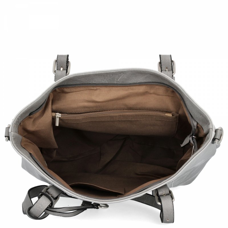 Uniwersalna Torebka Damska Shopper Bag XL firmy Hernan Jasno Szara/Szara