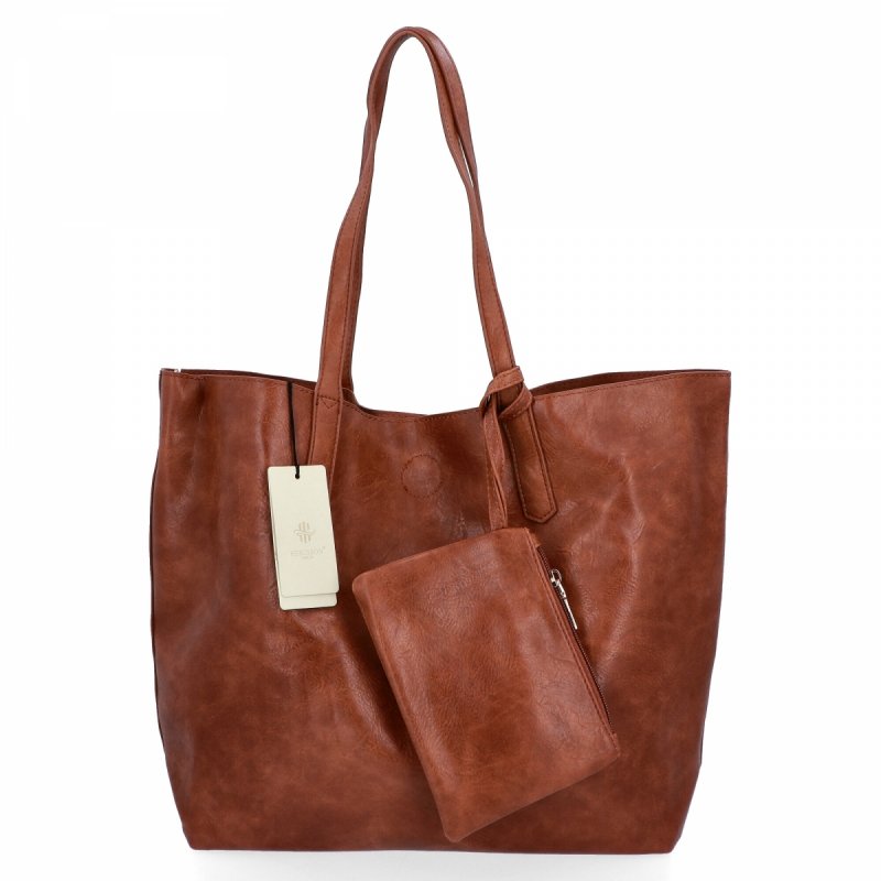 Torebka Damska Shopper Bag XXL firmy Herisson Brązowa