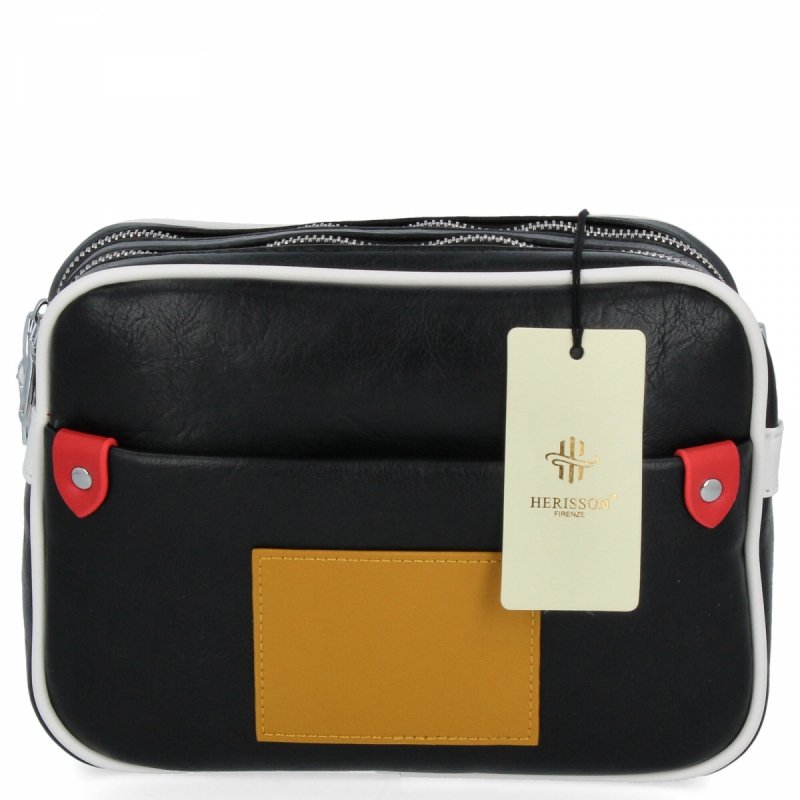 Dwukomorowa Torebka Listonoszka firmy Herisson Czarna/Biała