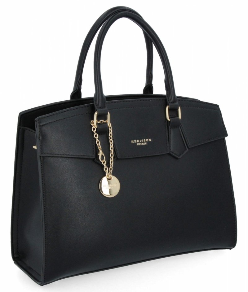 Torebka Damska Elegancki Kuferek 3 Komory firmy Herisson Czarna