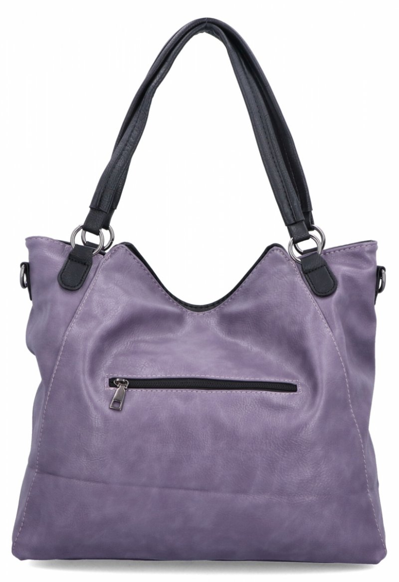 Duża Torebka Damska Shopper Bag firmy Hernan Ciemno Fioletowa
