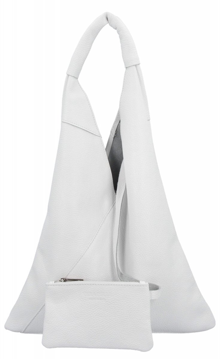 Torebka Skórzana Shopper Bag z Etui Biała