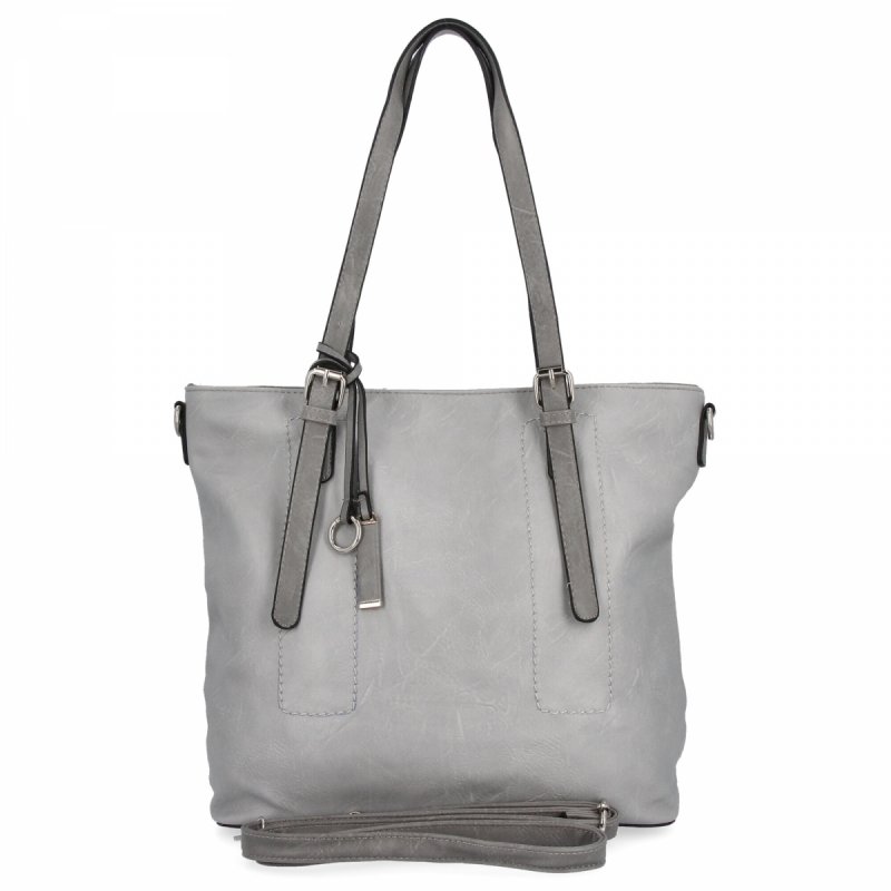 Uniwersalna Torebka Damska Shopper Bag XL firmy Hernan Jasno Szara/Szara