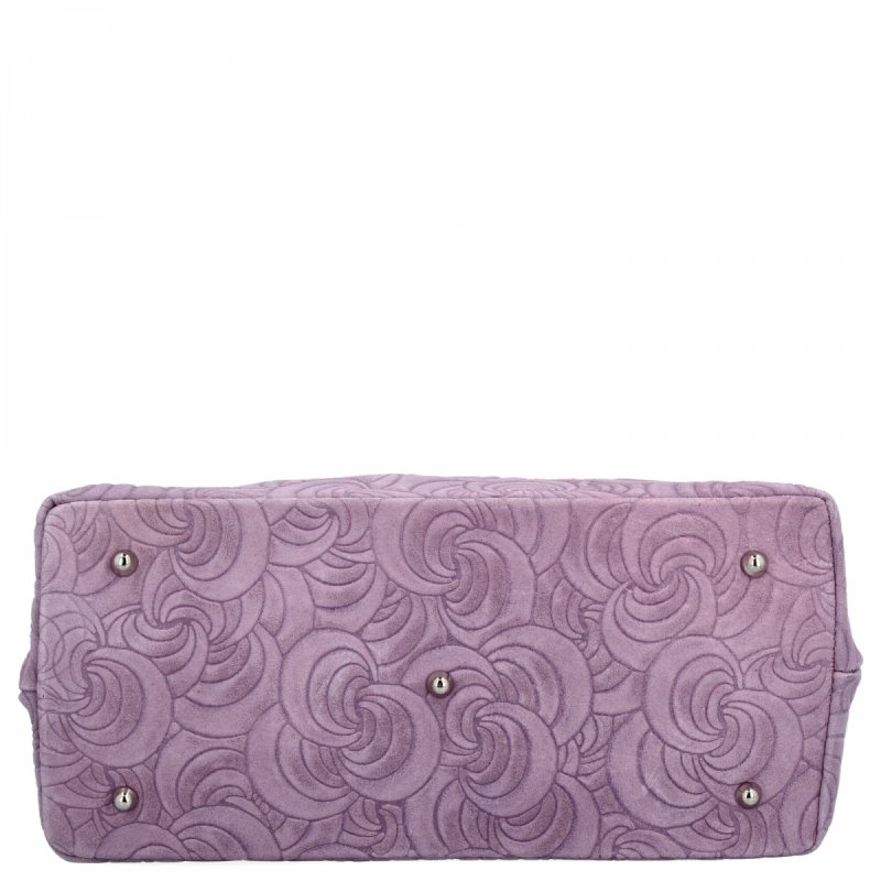 Modna Torebka Skórzana Shopper Bag Fioletowa