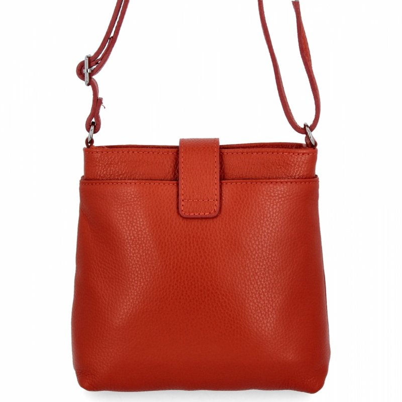 Włoska Torebka Skórzana Listonoszka Ceglasta