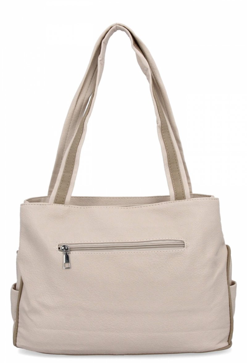 Dwukomorowa Torebka Damska Shopper Bag firmy Hernan Beżowa