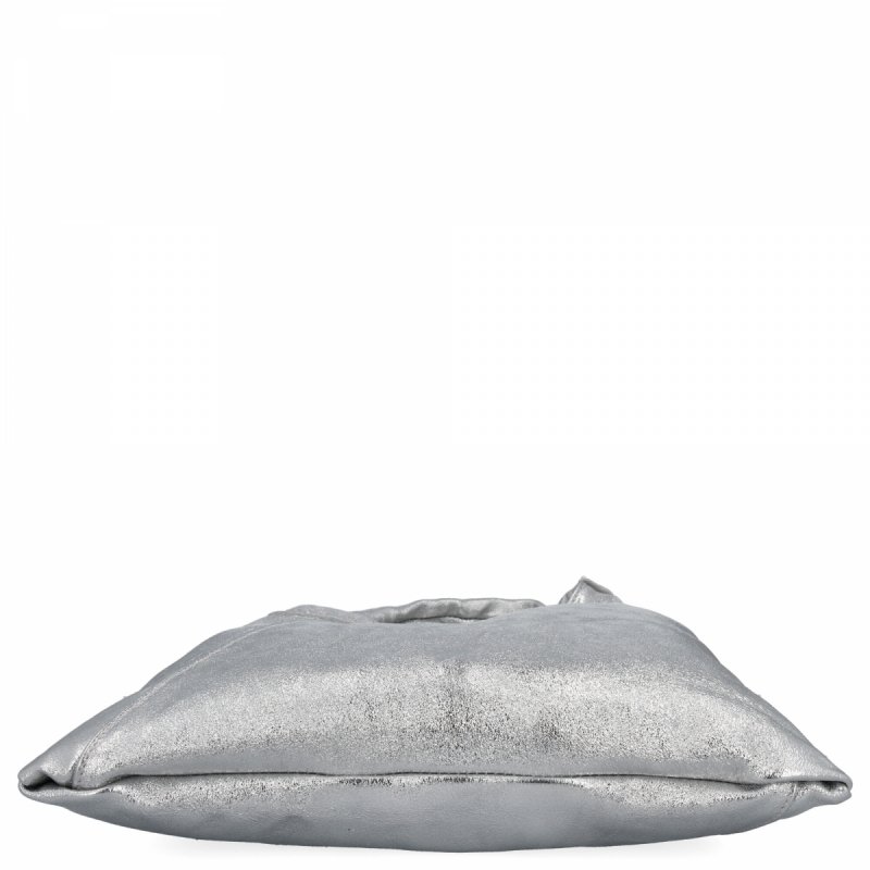 Torebka Skórzana Shopper Bag z Etui Srebrna