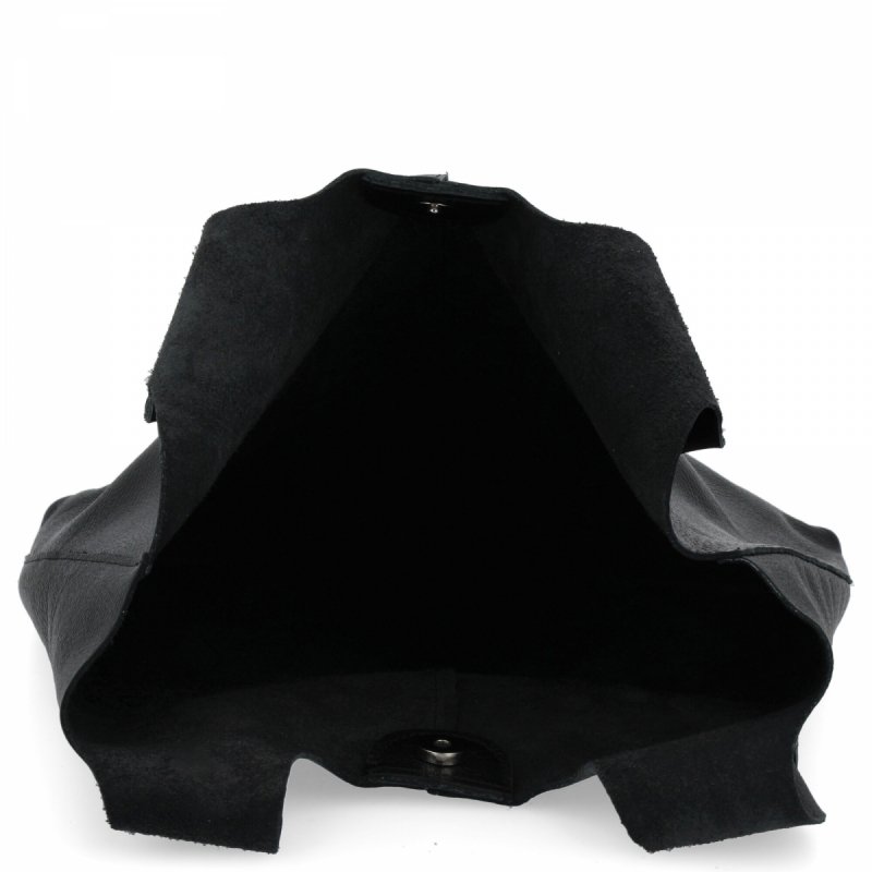 Torebka Skórzana Shopper Bag z Kosmetyczką Czarna