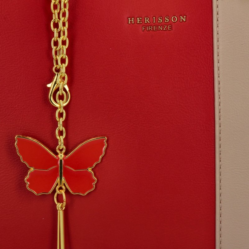 Torebka Damska Modny Kuferek firmy Herisson Czerwona/Granatowa