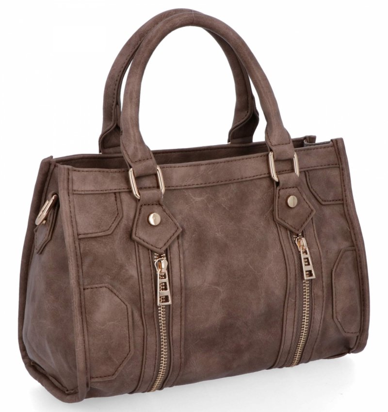 Torebka Damska w Stylu Vintage firmy Herisson Ciemno Beżowa