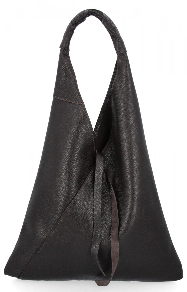 Torebka Skórzana Shopper Bag z Etui Czekoladowa