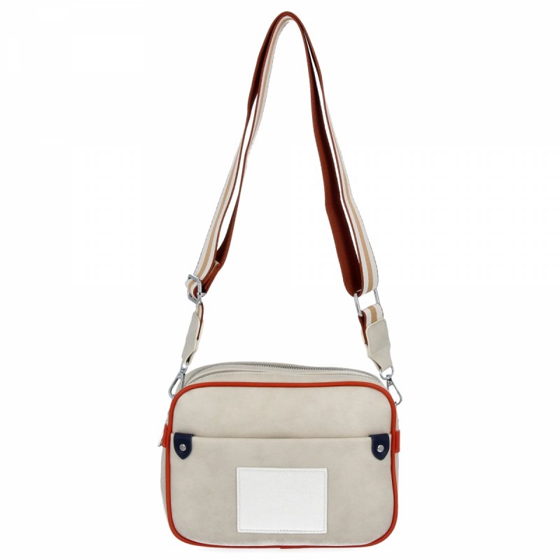 Dwukomorowa Torebka Listonoszka firmy Herisson Beżowa/Pomarańczowa