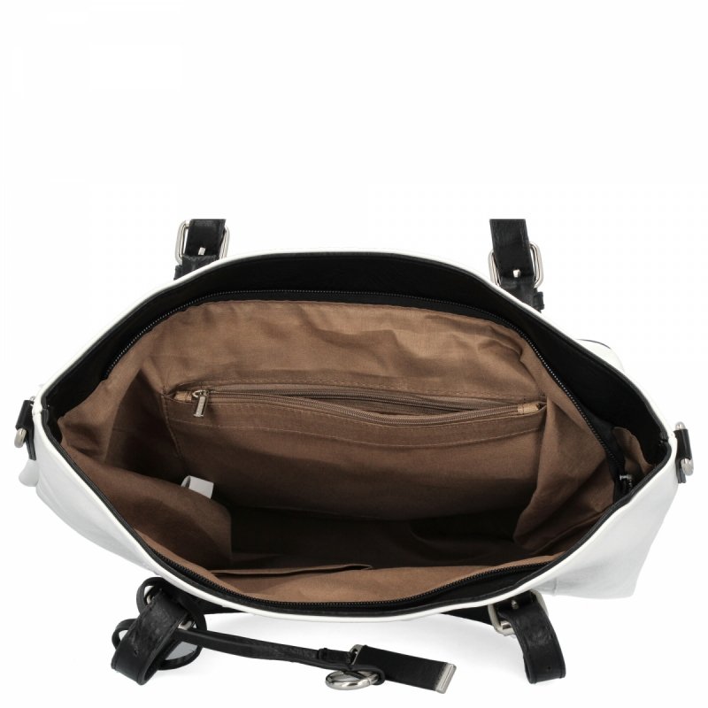 Uniwersalna Torebka Damska Shopper Bag XL firmy Hernan Biała/Czarna