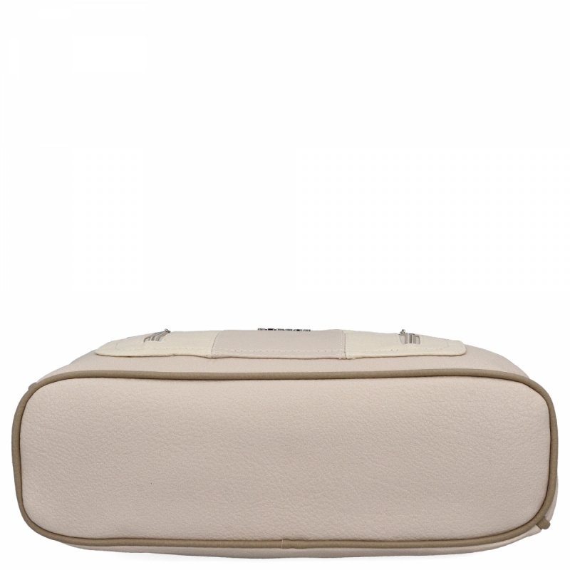 Dwukomorowa Torebka Damska Shopper Bag firmy Hernan Beżowa