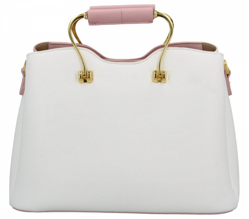 Torebka Damska Modny Kuferek firmy Herisson Biała/Pudrowy Róż