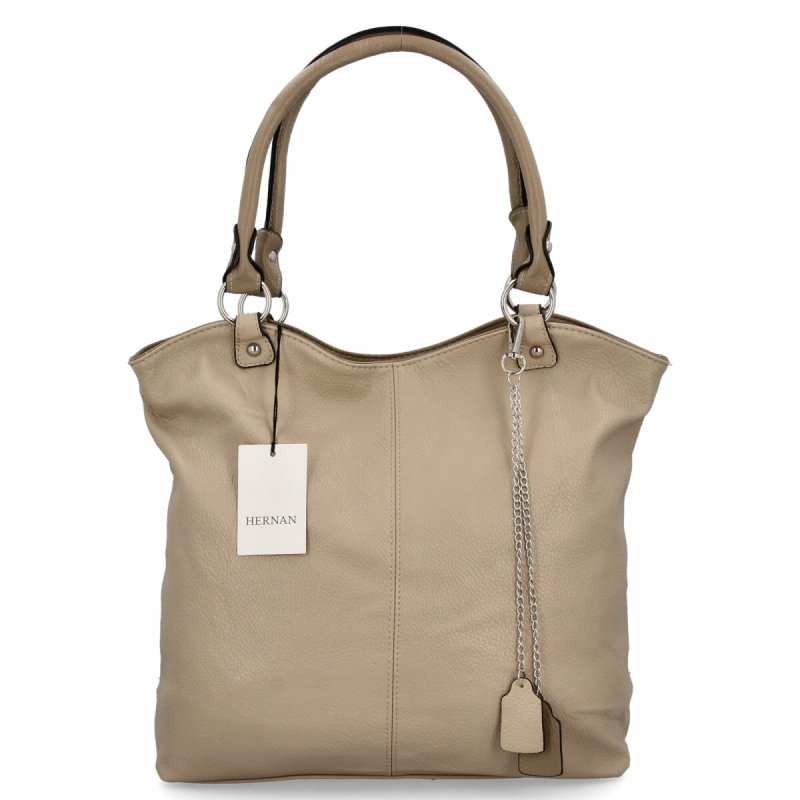 Torebka Damska Shopper Bag XL firmy Hernan Ciemno Beżowa/Ziemista