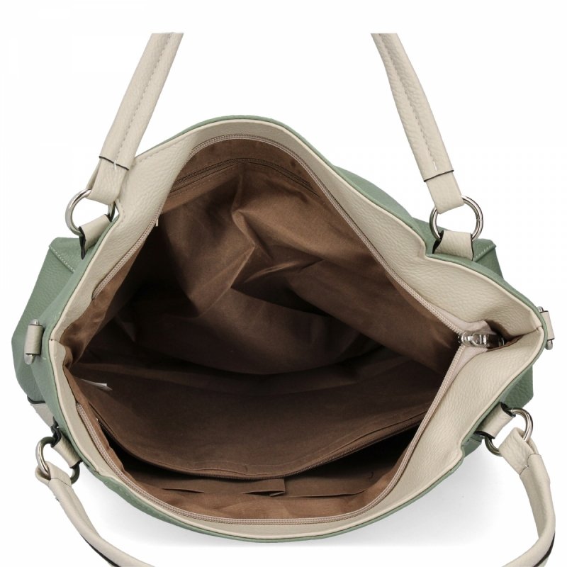 Torebka Damska Shopper Bag XL firmy Hernan HB0337 Jasno Zielona/Beżowa