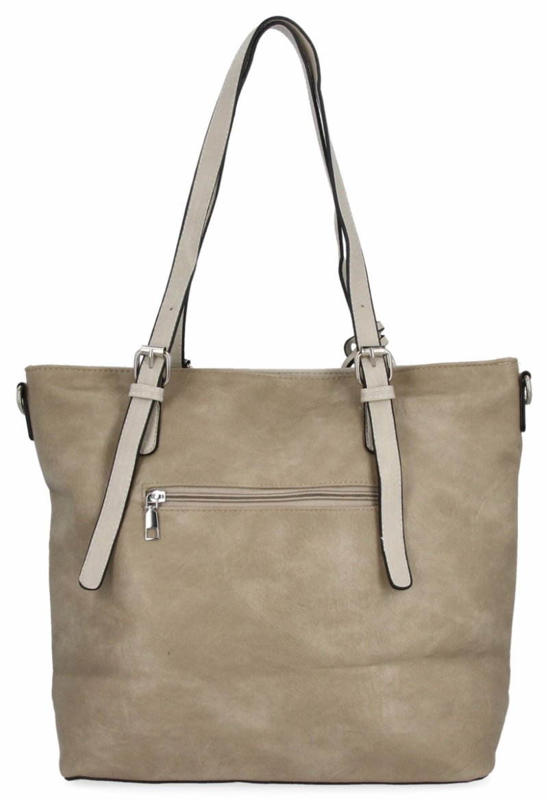 Uniwersalna Torebka Damska Shopper Bag XL firmy Hernan Ciemno Beżowa/Beżowa