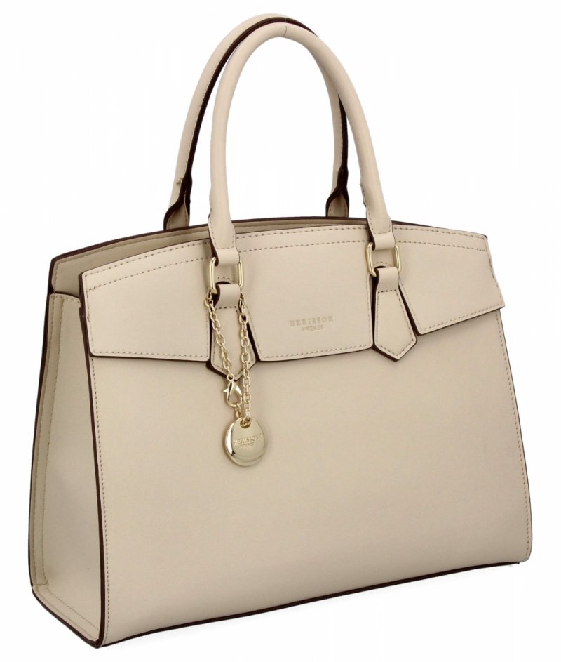 Torebka Damska Elegancki Kuferek 3 Komory firmy Herisson Beżowa